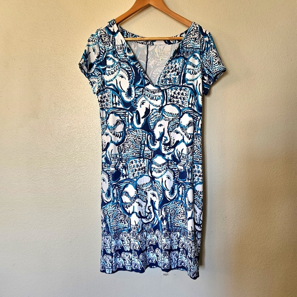 Lilly Pulitzer Sophiletta Dress Keep on Trunkin Elephant UPF 50 Shift Medium - Picture 7 of 13